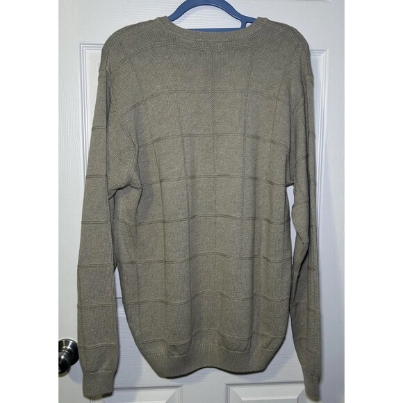 Izod Sweater Men's Large Beige Windowpane Knit Crewneck Pullover Australia NWOT - Picture 7 of 9